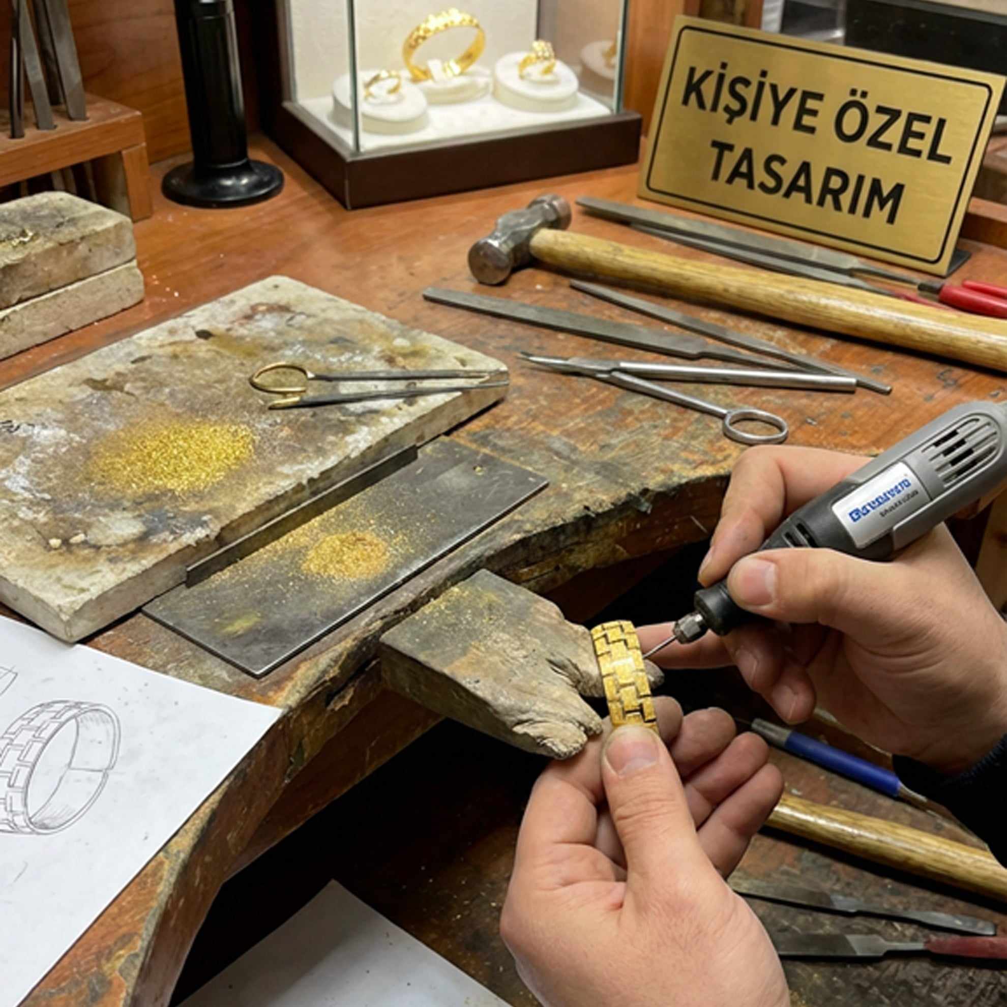 Kişiye Özel Üretim Demo Bilezik 3cm ( 30mm ) - Mad Gold 3 cm bilezikler