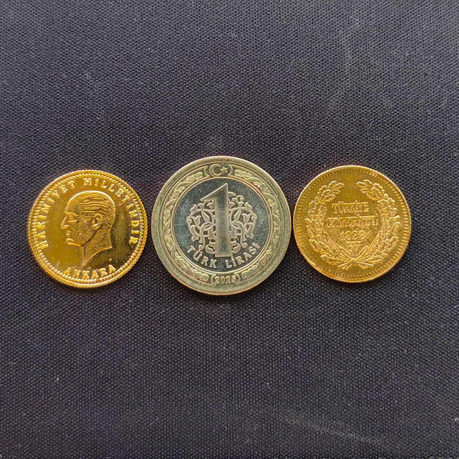 Altın Renginde Lak Kaplama Ata Lira Kulpsuz imitasyon - Mad Gold ziynet altınlar