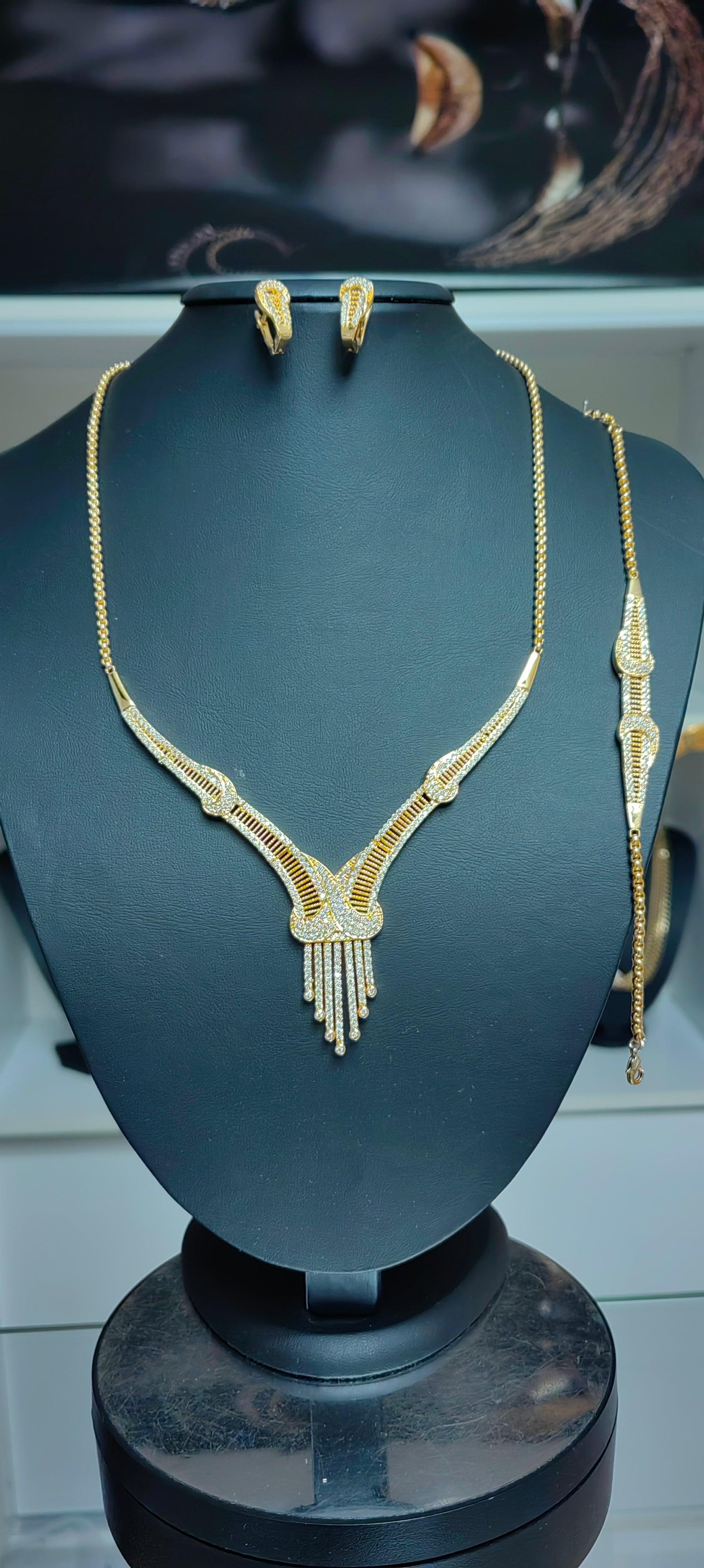 Zirkon taşlı gerdanlık set