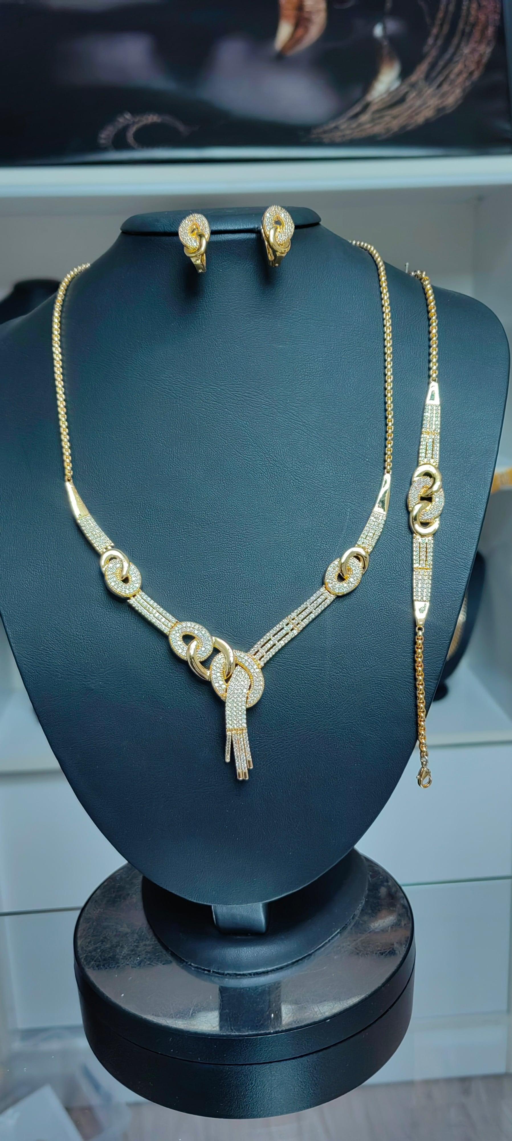Halka zirkon taşlı gerdanlık set 
