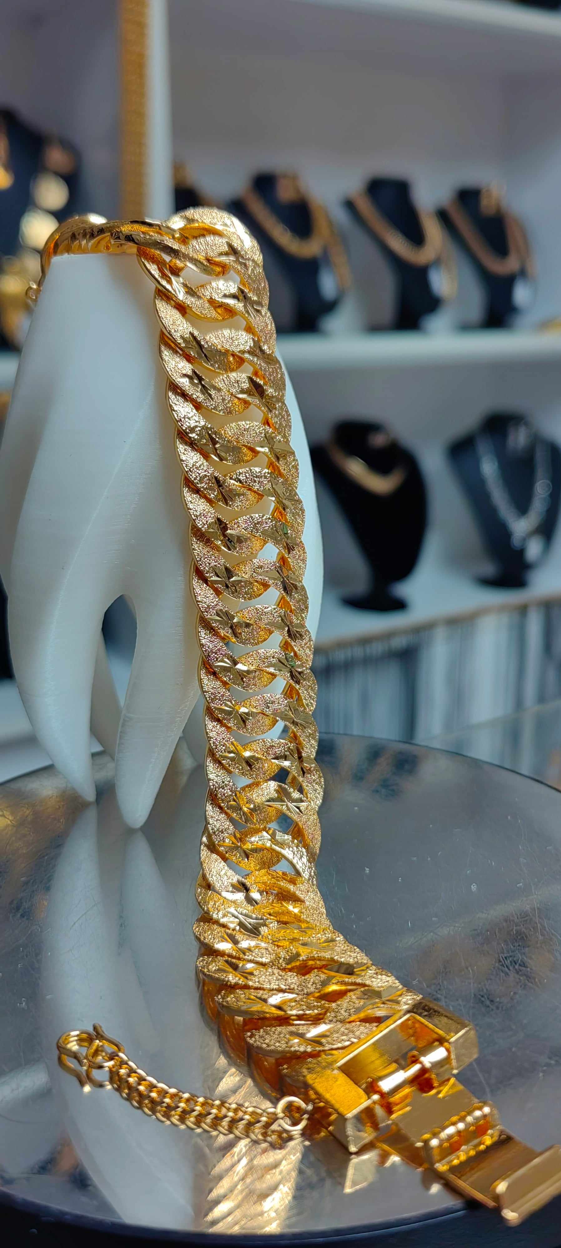 Mikron Kaplama 22 ayar geniş samanyolu bileklik - Mad Gold vòng tay