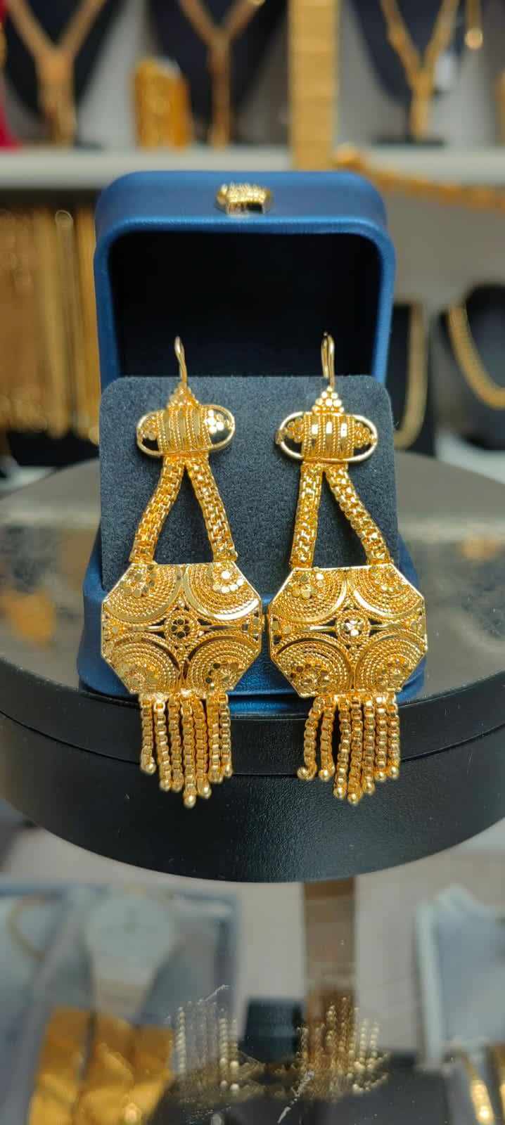 Altın Renginde Lak Kaplama Hint Küpe -HKPL014 - Mad Gold hint küpeler