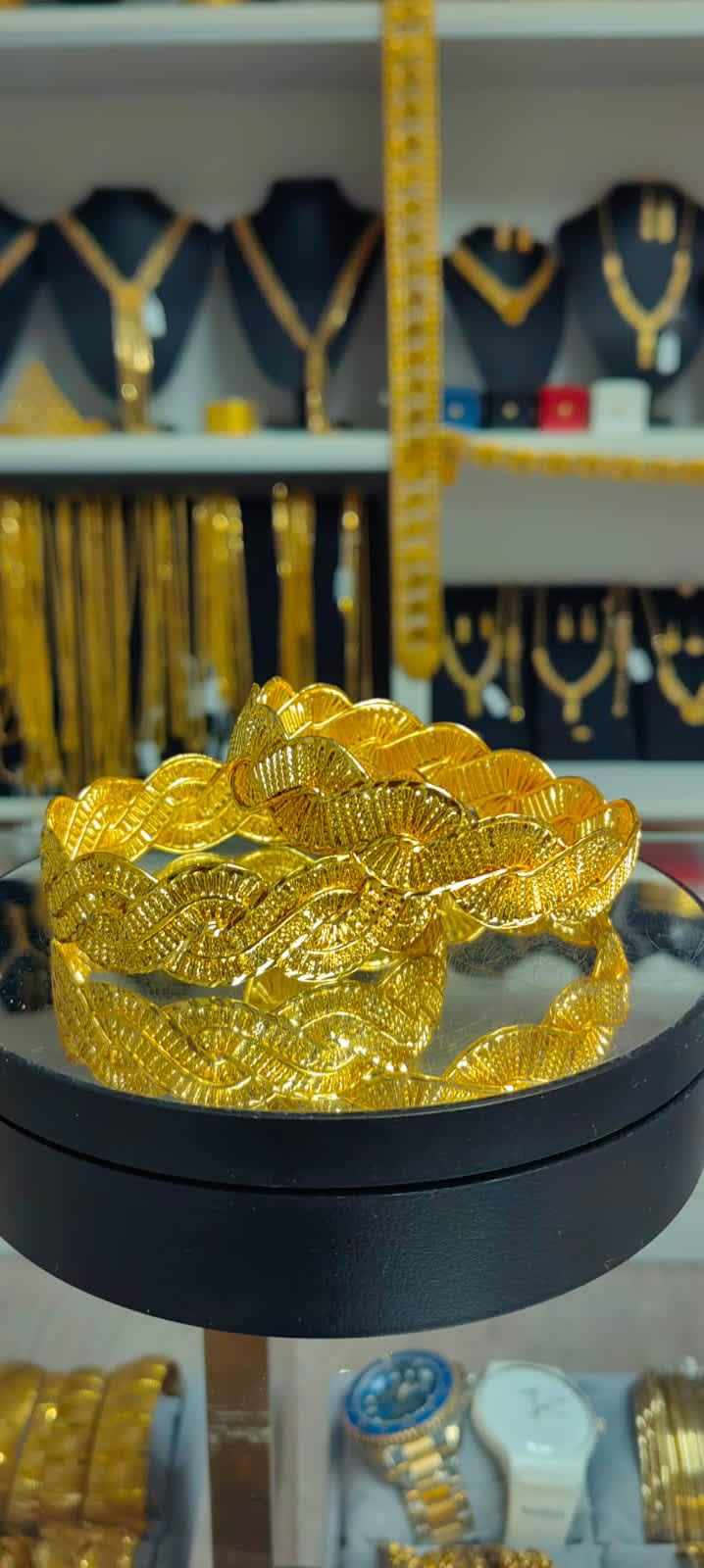 Altın Renginde Lak Kaplama Silný pletený náramek - ORGL004 - Mad Gold pletené náramky