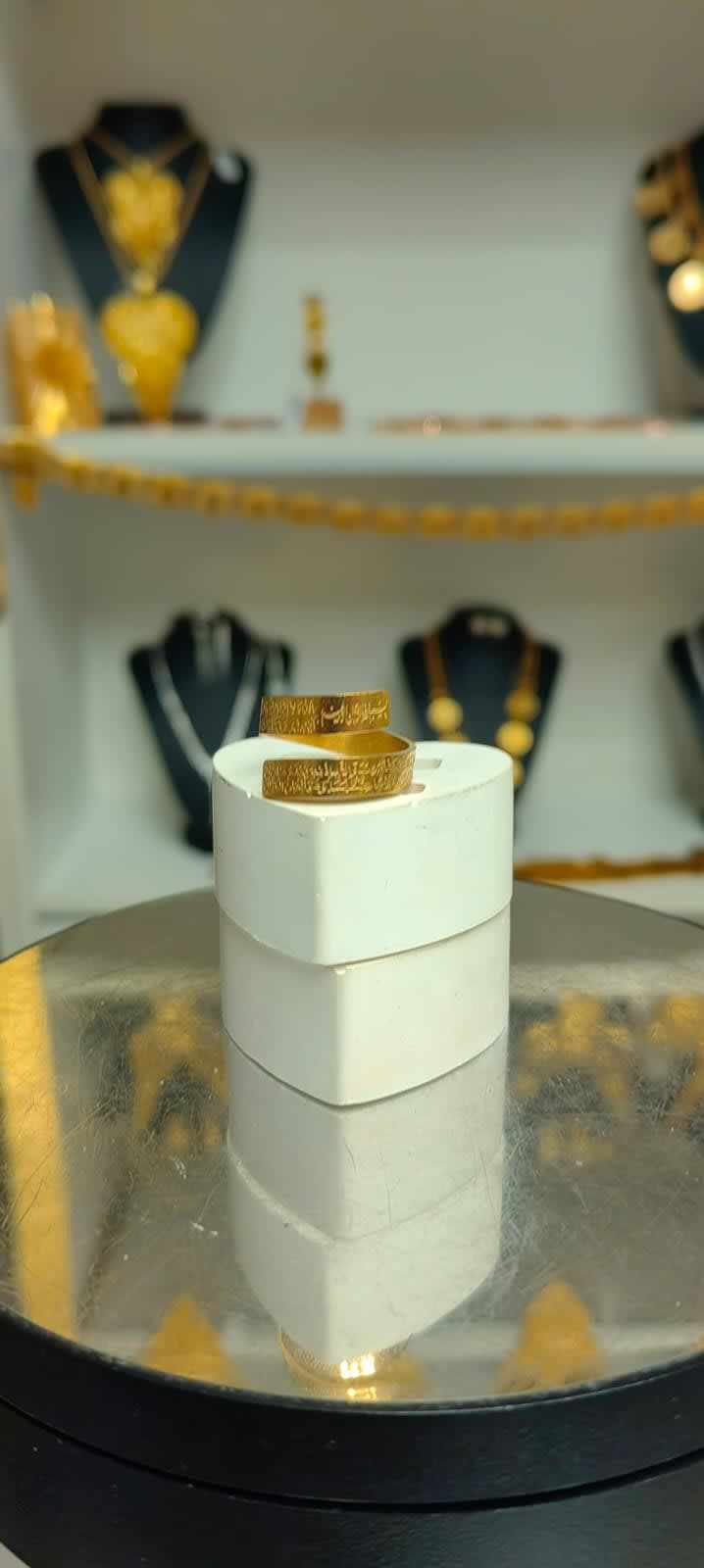 Altın Renginde Lak Kaplama Ayetel kürsü yüzük - AL02024 - Mad Gold yüzükler