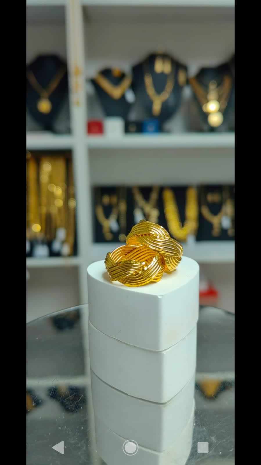 Altın Renginde Lak Kaplama Örgü Yüzük - YZA017 - Mad Gold yüzükler