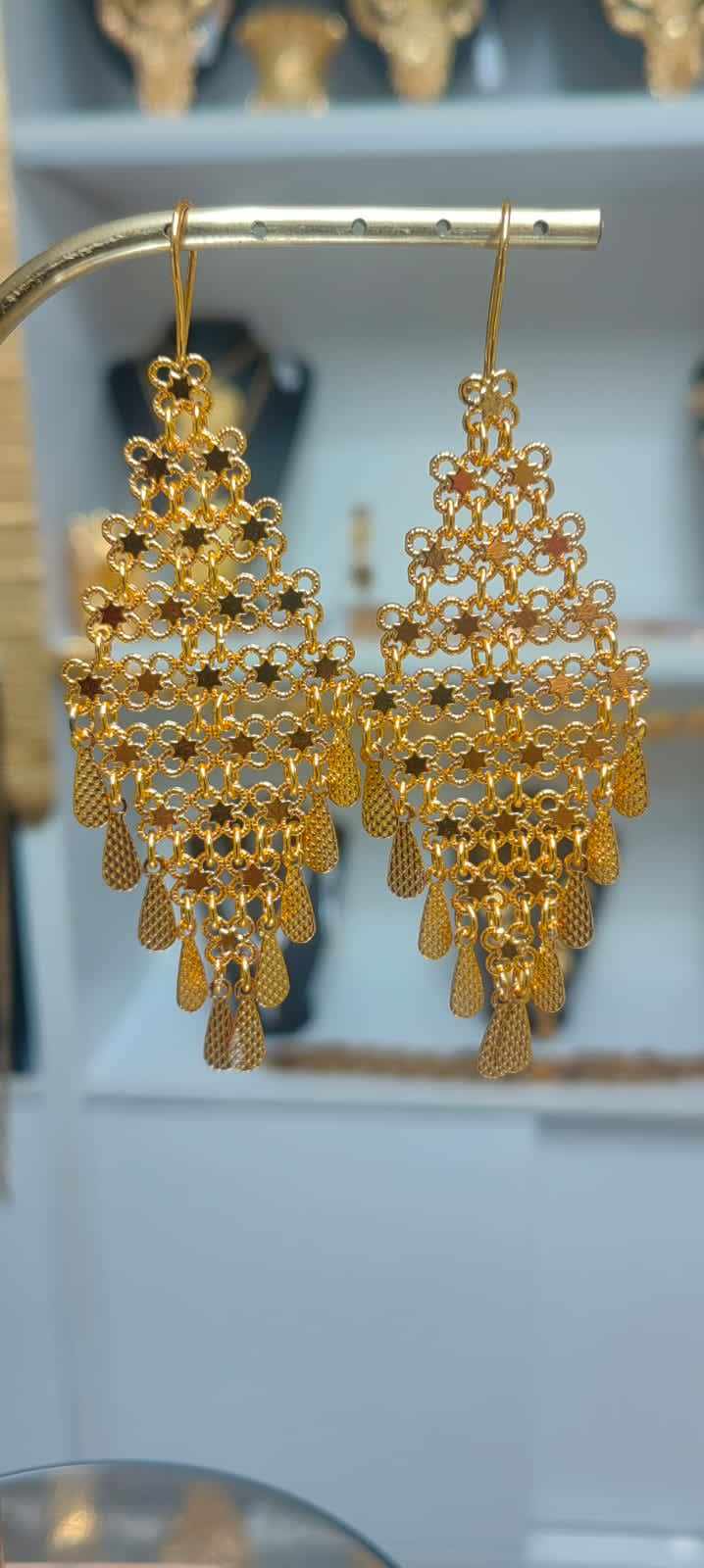 Altın Renginde Lak Kaplama Hint Küpe - HKPL003 - Mad Gold hint küpeler