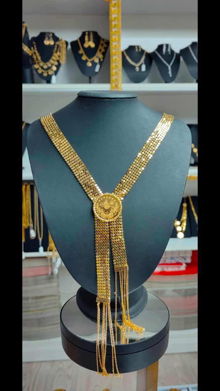 Altın Renginde Lak Kaplama Pullu Reşat Kolye - Mad Gold kolyeler