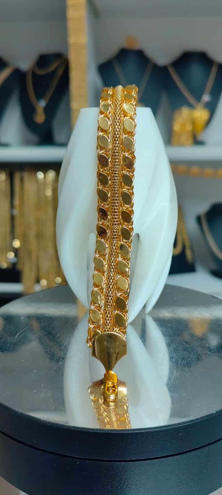 Altın Renginde Lak Kaplama Vòng tay lúa mạch đôi Sequin - Mad Gold