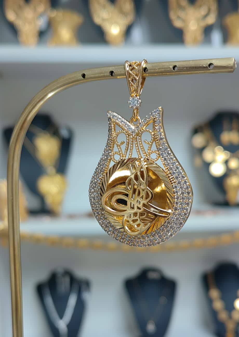 Lale Tuğra - GCA001 - Kolye Ucu ve Çerçeveler | Mad Gold İmitasyon pullu reşat kolye 22 ayar kaplama - Lale Tuğra - GCA001 - Kolye Ucu ve Çerçeveler